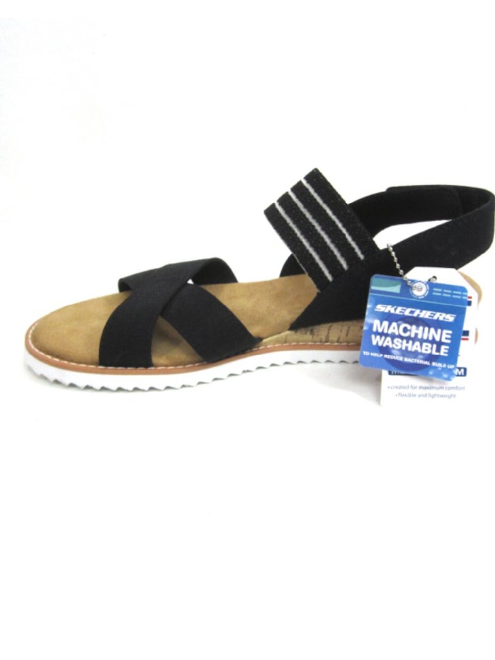 BOBS from Skechers Size 10 NEW Desert Kiss Shore Enough Wedge Sandal Black Cork - Picture 5 of 6